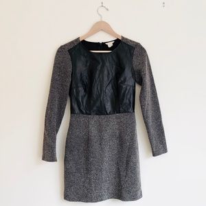 Club Monaco Leather Front Herringbone Dress